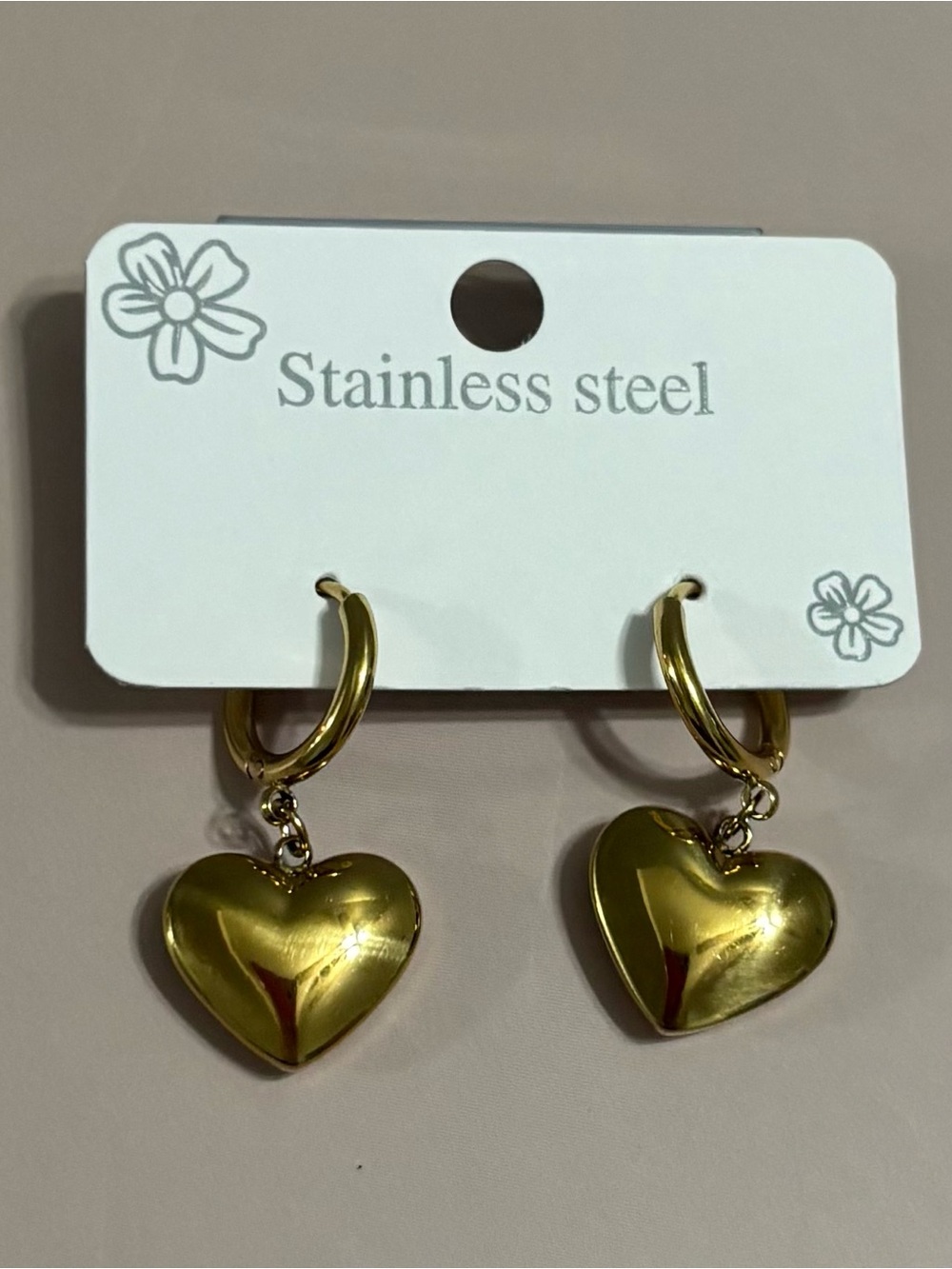 5/$25 (Pick 5 items for $25 Labeled) Goldtone Heart Drop Huggie Earrings